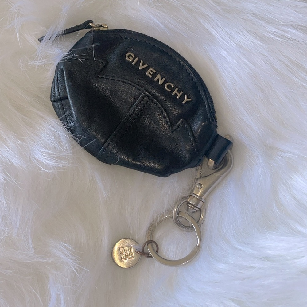Givenchy Black Leather Coin Purse Pouch Keychain